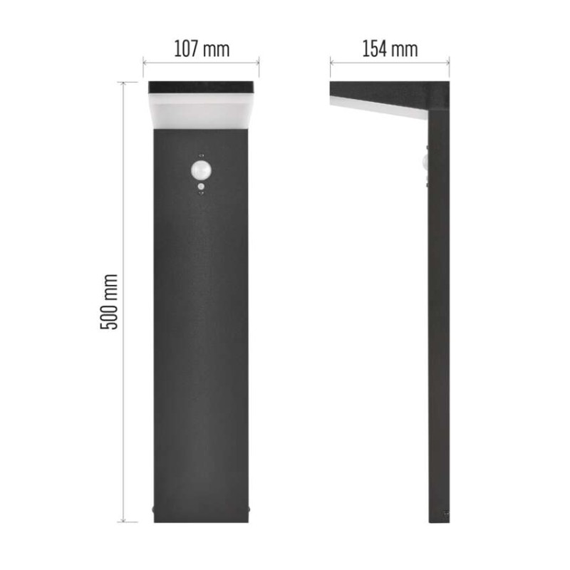 EMOS ZGK0B4S VEREA solárny záhradný stĺpik (stojanové svietidlo) LED 154 × 107 × 500 4,4W 460lm 3000K IP44 so senzorom čierna