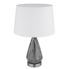 GLOBO 24147W KISA stolná lampa V540mm 1xE27 matný nikel, imitácia mramoru, biela