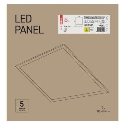 Emos ZR1412E LED PROXO stropní vestavěný panel čtverec 595 × 595 × 10 mm 40W 4240lm 4000K bíla