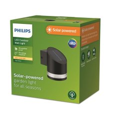 Philips 8720169265585 Outdoor solar Fyve solárne nástenné svietidlo LED 1,5W/200lm 2700K IP44 čierna