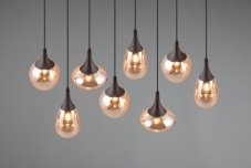 TRIO 317000813 LUMINA závesné svietidlo 8xE14 čierna matná, jantárová