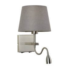 Italux WL-1122-2-BL-SN-RO-GR LED nástenné svietidlo Norte 1x60W+3W/350lm E27+LED 3000K nikel, šedá
