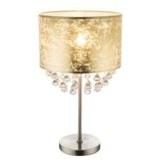 GLOBO 15187T3 AMY stolná lampa s akrylovými krištáľmi D320mm 1xE27 matný nikel, zlatá