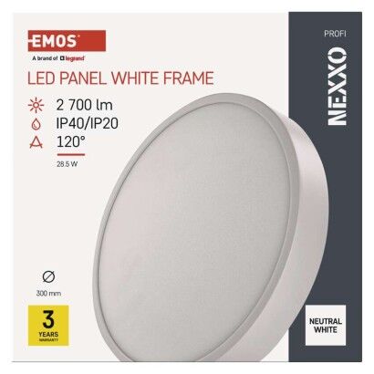 Emos ZM5155 LED NEXXO stropní/nástěnné přisazené klasické svítidlo kruh průměr 300 × 42 mm 28,5W 2700lm 4000K bílá