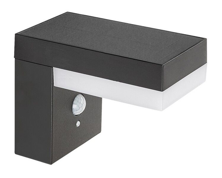RABALUX 77009 Zrebar solární nástěnné svítidlo LED 6W/450lm 4000K IP44 černá, bílá, soumrakový a pohybový senzor