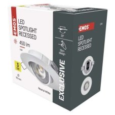 Emos ZD3122 LED SIMMI stropná vstavaná bodovka kruh priemer 90 × 25 mm 5W 450lm 4000K biela