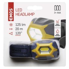 EMOS P3532 LED čelovka 125lm 3× AAA IP44 šedo-žltá