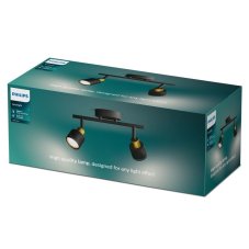 Philips 8720169300095 Niall stropné bodové svietidlo/spot 2xGU10 čierna, mosadzná, ClickFix