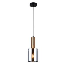 Italux PND-5581-1-BRO+SG závěsné svítidlo Sardo D130mm 1x40W E27 mosaz, kouřové sklo