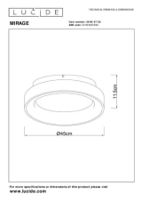 LUCIDE 36114/27/30 MIRAGE stropné svietidlo D450mm LED 33W/1400lm 2700K čierna