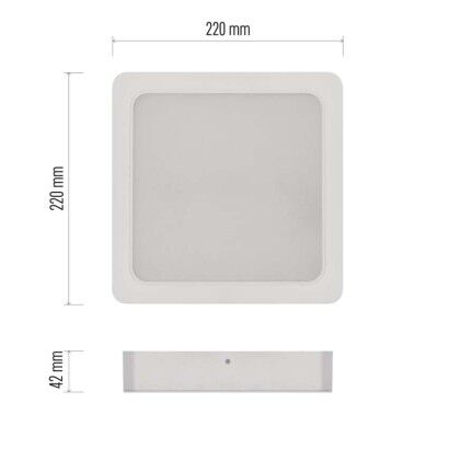Emos ZM6452 LED RUBIC stropní/nástěnné přisazené klasické svítidlo čtverec 220 × 220 × 42 mm 24W 2400lm 4000K bíla