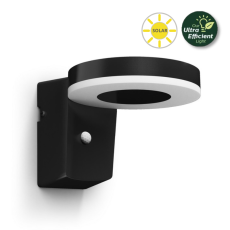 Philips 8720169265769 UltraEfficient Solar Zonal solární nástěnné svítidlo se senzorem PIR LED 1,3W 250/25lm 3000K IP44 černá