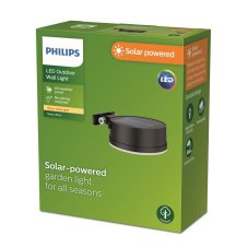 Philips 8720169265622 Outdoor solar Vynce solárne nástenné svietidlo LED 1,5W/200lm 2700K IP44 čierna