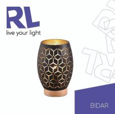 TRIO Reality R51571080 BIDAR stolná lampička V210mm 1xE27 čierna, zlatá