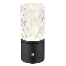 GLOBO 21010S LUNKI dotyková stolná lampička V190mm LED 2,5W/185lm 2700+6500+4000K čierna, priehľadná, vrátane batérie CR18650 1800mAh 3,7V, USB-A 2.0 - USB-C