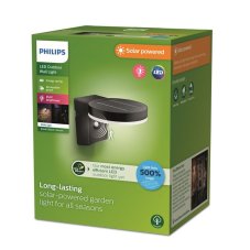 Philips 8720169265769 UltraEfficient Solar Zonal solárne nástenné svietidlo so senzorom PIR LED 1,3W 250/25lm 3000K IP44 čierna