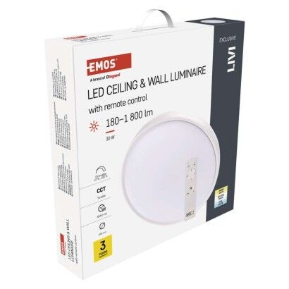 Emos ZM5162 LED LIVI stropní/nástěnné přisazené klasické svítidlo kruh průměr 400 × 85 mm 30W 1800lm 2700–6500K bílá