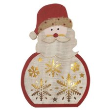 DCWW24 EMOS vianočná dekorácia LED drevená – santa, 30cm, 2xAAA, teplá biela, časovač