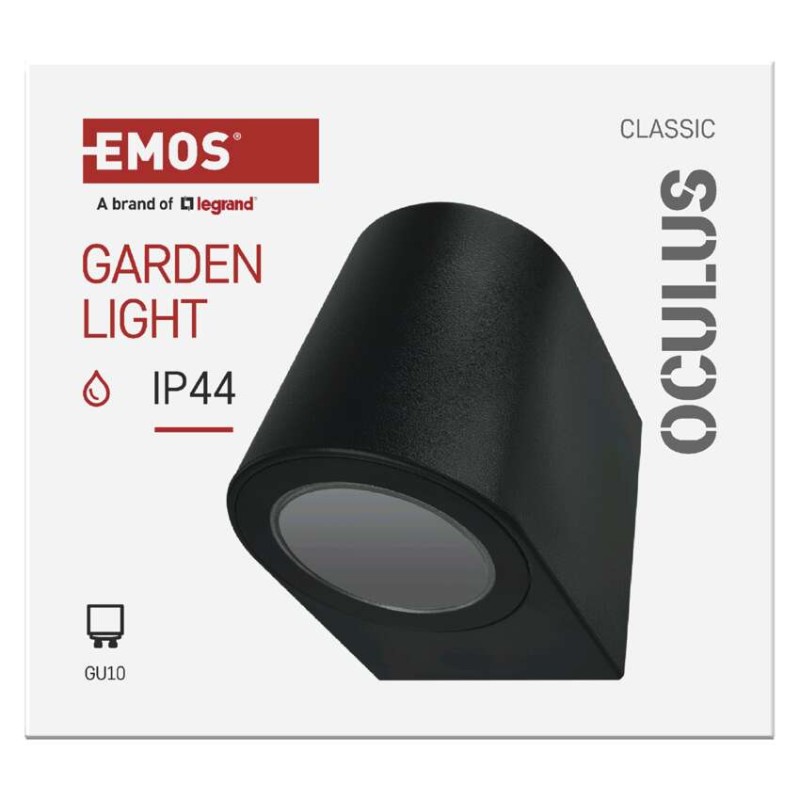 Emos ZGF010P OCULUS venkovní nástěnné svítidlo GU10 88 × 67 × 80 mm  IP44 černá