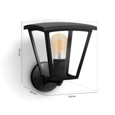 Philips HUE White INARA nástenné exteriérové svietidlo LED E27 7W 550lm 2100K IP44 čierne