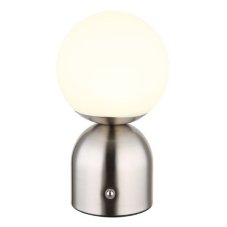 GLOBO 21006N JULSY dotyková stolná lampička V210mm LED 2,5W/189lm 2700+6500+4000K matný nikel, biela, vrátane CR18650 1800mAh 3,7V, USB kábel