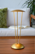 LUCIDE 27504/02/02 RENEE vonkajšia dotyková stolná lampička LED V310mm 2,2W/212lm 2700-3000K IP54 matná zlatá, mosadz, bezdrôtová nabíjacia podložka