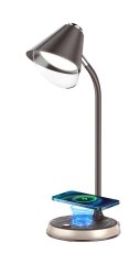 Immax 08971L FINCH stolová lampa LED 9W 150-450lm 3000-6000K, hnedá, zlatá, stmievateľné, Qi bezdrátové nabíjanie pre smartfóny, CCT