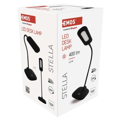 EMOS Z7602B STELLA stolní lampa LED 6,5W/400lm 4000K, stmívatelné, černá