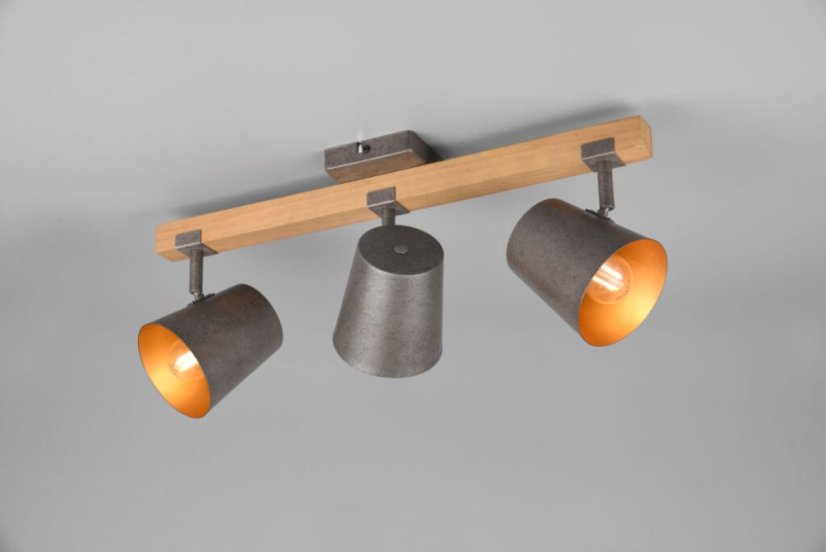 TRIO 801900367 BELL stropní bodové svítidlo/spot 3xE14 antický nikl, dřevo