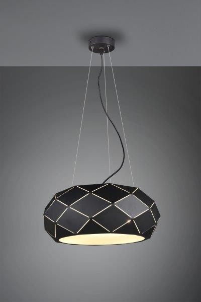 TRIO 303500332 Zandor Závěsné svítidlo 500mm E27 3X25W Matná černá, bílá