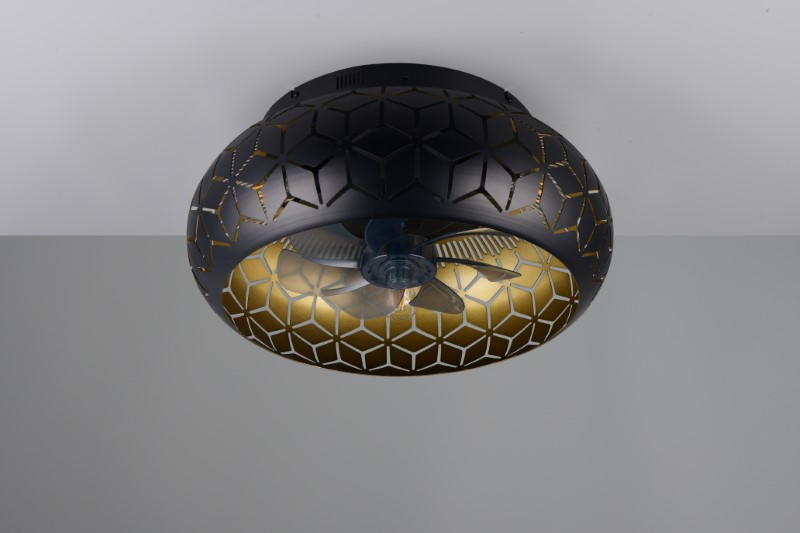 TRIO Reality R61574080 BIDAR Stropné svietidlo s ventilátorom D500mm E27 čierna