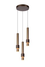 LUCIDE 24402/15/96 MARGARY závěsné svítidlo LED D280mm 3x4W/1300lm 2700K kávová, mosaz