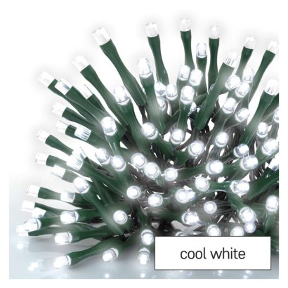 D4AC04 EMOS CLASSIC vánoční řetěz 180 LED, zelený drát, 18m, časovač, studená bílá, IP44