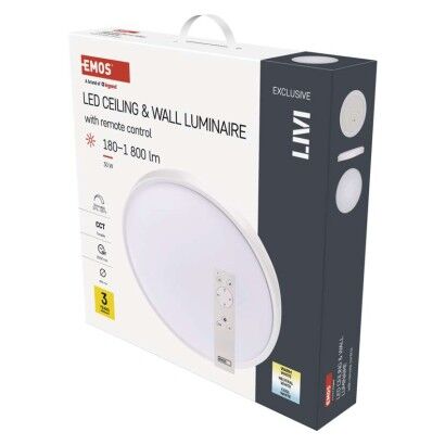 Emos ZM5162 LED LIVI stropní/nástěnné přisazené klasické svítidlo kruh průměr 400 × 85 mm 30W 1800lm 2700–6500K bílá