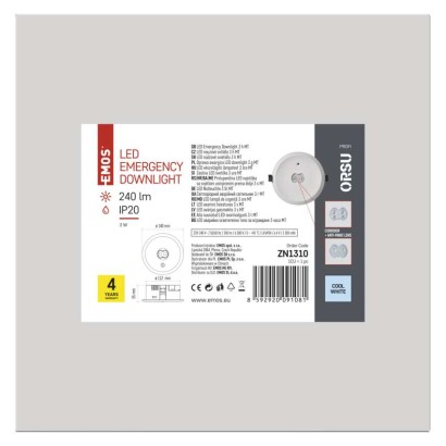 EMOS ZN1310 ORSU LED nouzové svítidlo 3W 240lm 6500K LiFePo4 bíla