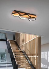 TRIO 643210332 RAMA stropné svietidlo SMD LED 32W/3800lm 3000K čierna matná, drevo, switchdimmer
