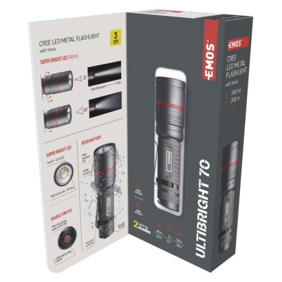 EMOS P3170 LED svítilna Ultibright ruční kovoké 70 340lm 3xAAA