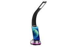 Immax 08973L CORELLA stolová lampa LED  7W 150-450lm 3000-6000K RGB podsvietenie, čierna, strieborná, dotykové ovládanie, nočné podsvietenie, stmievateľné, RGB, CCT