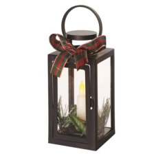 DCLV14 EMOS LED dekorácia – vianočný lampáš so sviečkou čierny, 22 cm, 3x AAA, vintage
