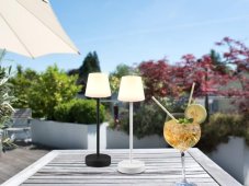 TRIO Reality R54086131 MARTINEZ vonkajšia dotyková stolná lampička SMD LED V390mm 2,2W/250lm 2700-6500K IP44 biela matná, nabíjateľná batéria, USB-C port