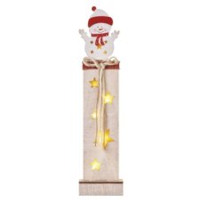 DCWW12 EMOS LED dekorácia drevená – snehuliak, 46 cm, 2x AA, teplá biela, časovač