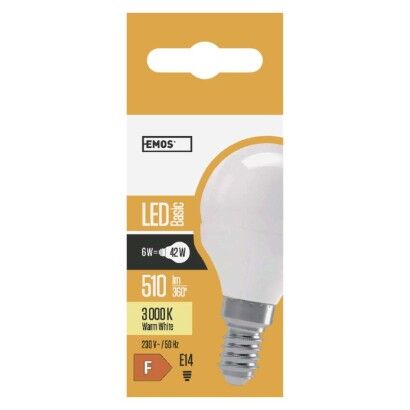 Emos LED žárovka E14 ZL3904 Basic Mini Globe 6W 510lm 3000K teplá bílá