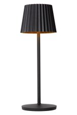 LUCIDE 27889/02/30 JUSTINE vonkajšia dotyková stolná lampička LED V380mm 2W/210lm 2700K IP54 čierna, bezdrôtová nabíjacia podložka
