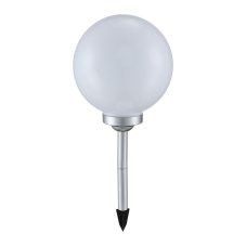 3377 GLOBO Exteriérové solárne LED svietidlo, zapichovacia Guľa na osvetlenie záhrad a terás, 4x 0,06W 4000K IP44 strieborná, biela