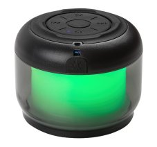 RABALUX 76110 Radelia dekoračné svietidlo s bluetooth reproduktorom D80mm LED 3W RGB čierna, nabíjacia batéria 3,7V 500mAh, AUX kábel
