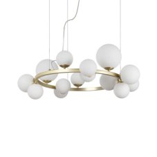 Ideal Lux 283814 PERLAGE závesné svietidlo 14xG9 D850mm saténová mosadz, biela