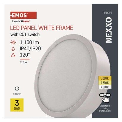 Emos ZM5133 LED NEXXO stropní/nástěnné přisazené klasické svítidlo kruh průměr 170 × 42 mm 12,5W 1100lm 3000/3500/4000K bílá