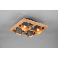 TRIO 601900467 BELL stropní bodové svítidlo 4xE14 antický nikl, dřevo