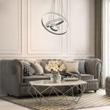 RABALUX 2230 Avalon závesné svietidlo LED D600mm 75W/4730lm 4000K kartáčovaný hliník, biela