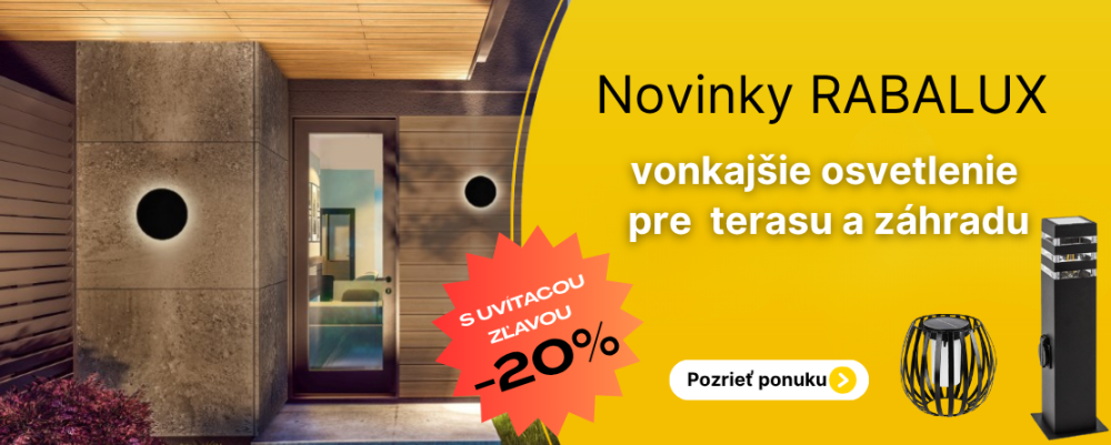 Novinky RABALUX vonkajšie osvetlenie s uvítacou zľavou - 20%